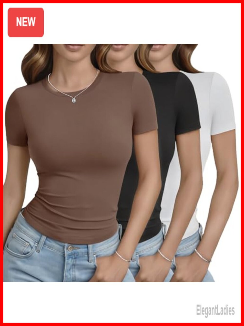 3 Pack Women's Basic Crop Top Tees Short Sleeve Slim Fit Crew Neck